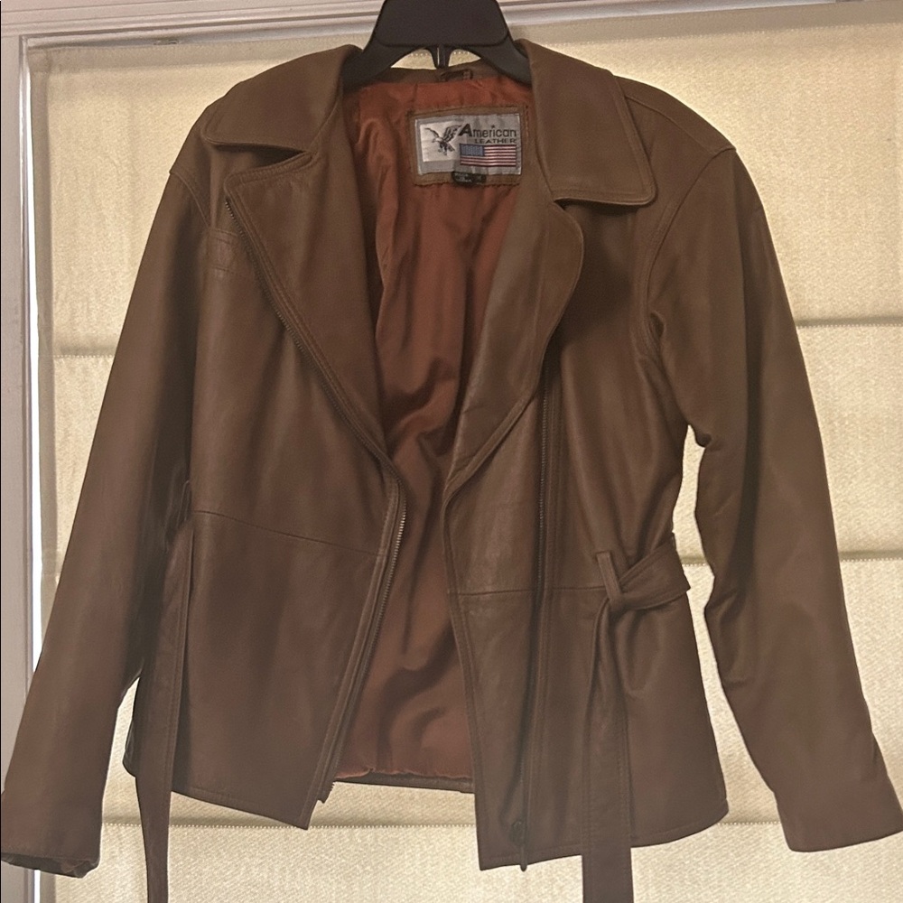 American Leather Women's Brown Leather Zip Jacket